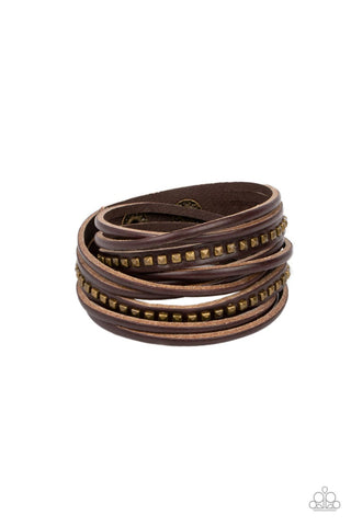 Studded Sensation - Brass - Paparazzi Accessories