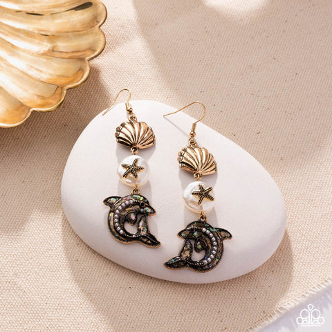 Delightful Dolphin - Gold - Paparazzi Accessories