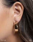 Sleek Spell - Gold Clip-on Earring - Paparazzi Accessories