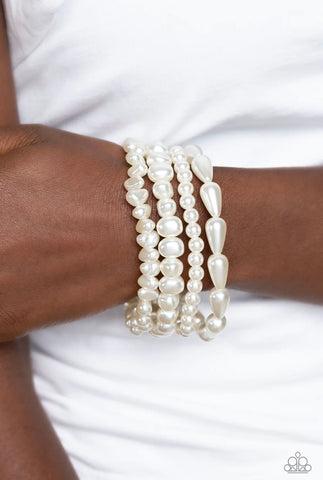 Gossip PEARL - White - Paparazzi Accessories