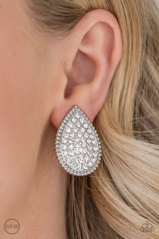 A Run For Their Money - White Clip-On - Paparazzi Accessories
