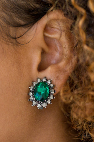 Gala Glamour - Green Clip-On - Paparazzi Accessories
