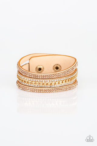 Rollin In Rhinestones - Gold - Paparazzi Accessories