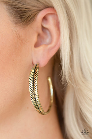 Funky Feathers - Brass - Paparazzi Accessories
