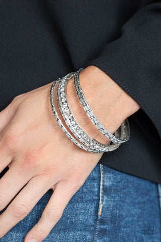Glitzy Grunge - White - Paparazzi Accessories