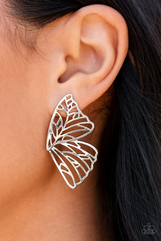 Butterfly Frills - Silver - Paparazzi Accessories