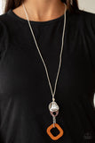Top Of The WOOD Chain - Orange - Paparazzi Accessories