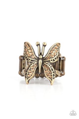 Blinged Out Butterfly - Brass - Paparazzi Accessories