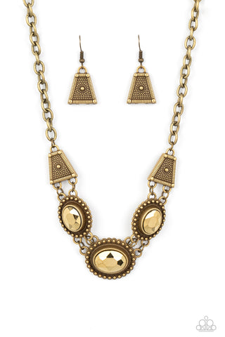Textured TRAPEZOID - Brass - Paparazzi Accessories