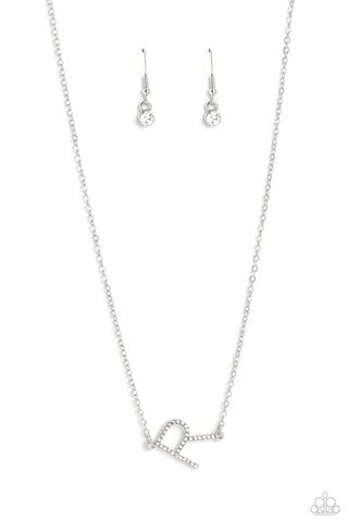 INITIALLY Yours - R - White - Paparazzi Accessories