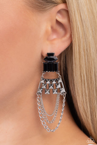 Dangling Art Deco - Black - Paparazzi Accessories